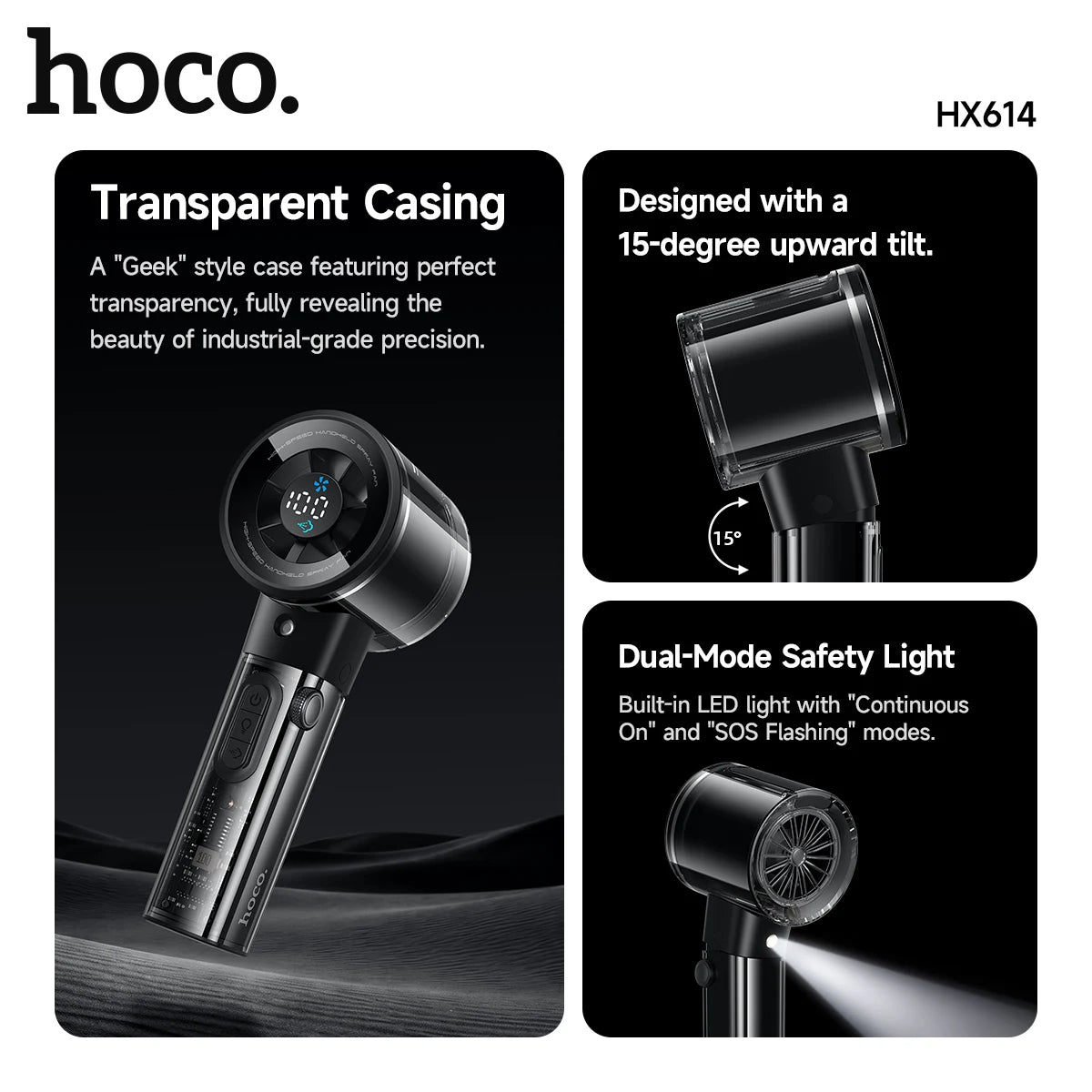 HOCO HX614 Portable Misting Fan with Digital Display