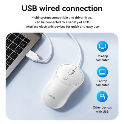 HOCO GM13 Silent Wired USB Mouse 1600 DPI