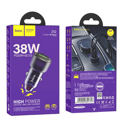 HOCO Z52 Transparent 38W PD + QC 3.0 Car Charger