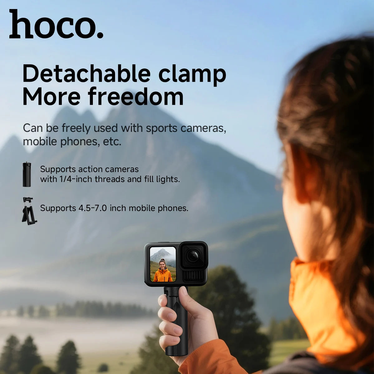 HOCO K100 3-in-1 Mini Tripod for Smartphones and Action Cameras