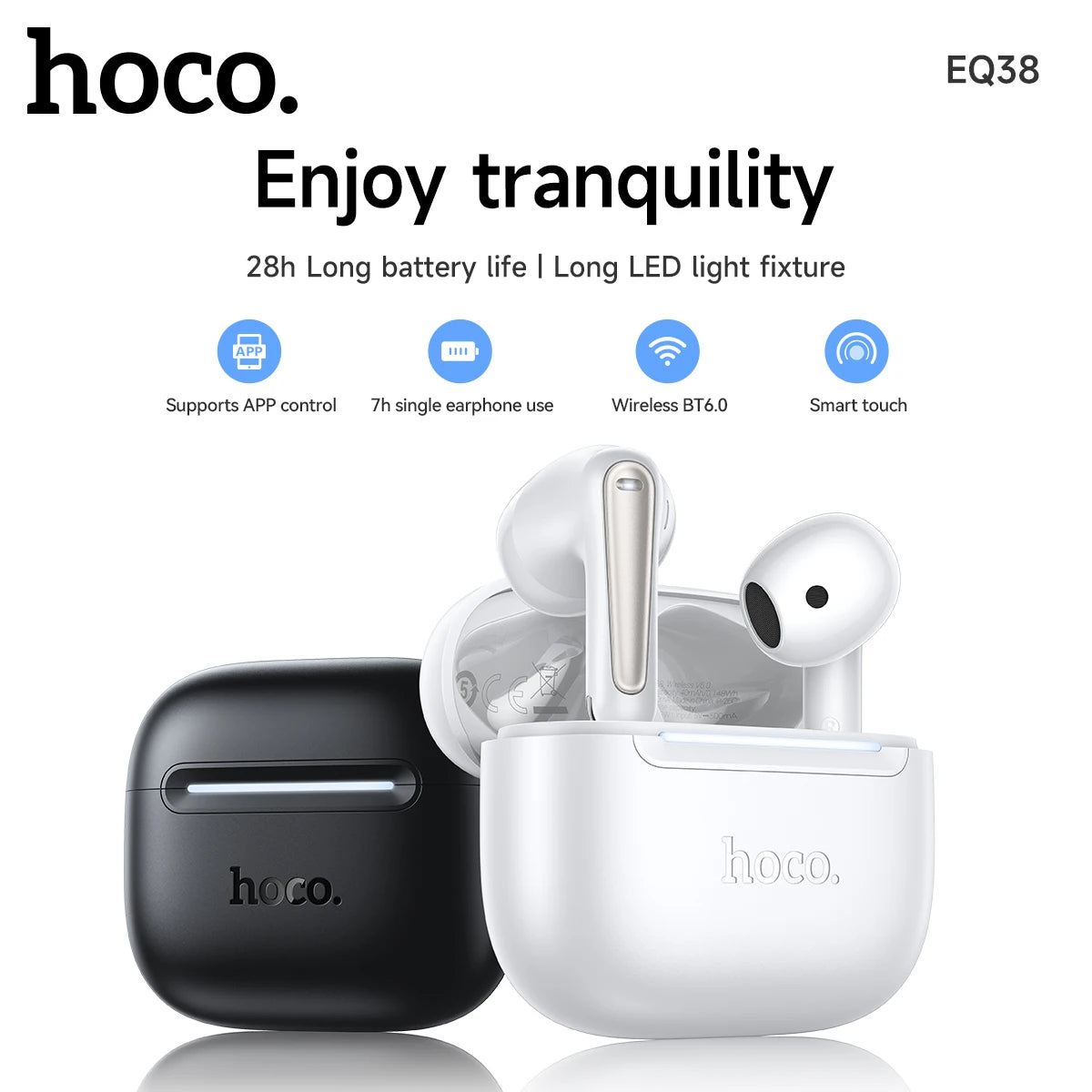 HOCO EQ38 App-Controlled Semi-In-Ear Wireless Earbuds