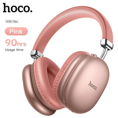 Pink headphones with 'hoco.' branding on a white background
