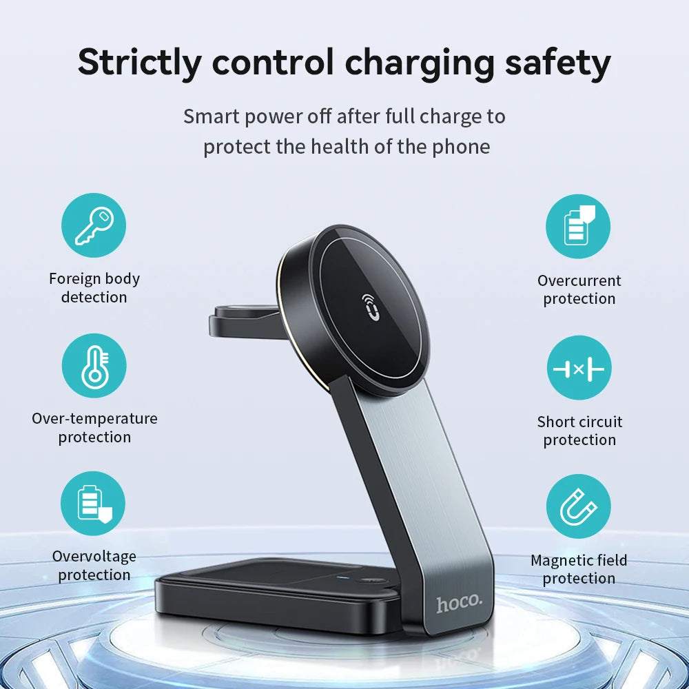 HOCO CQ3 3-in-1 Foldable Magnetic Wireless Charging Stand