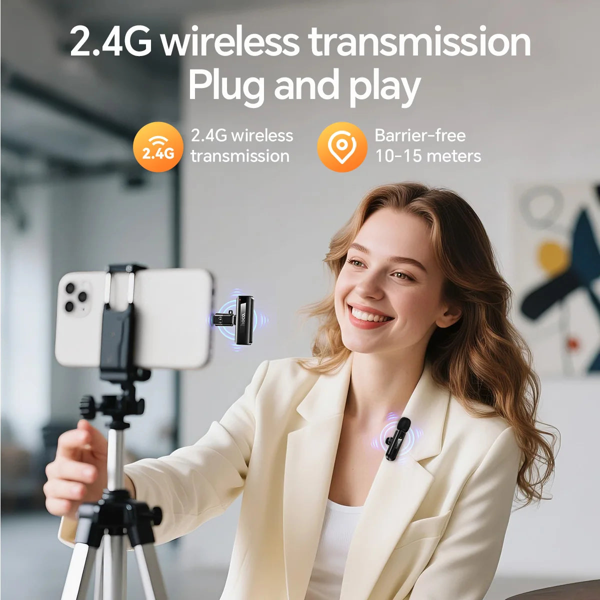 HOCO L20A Wireless Lavalier Microphone for iPhone and Android