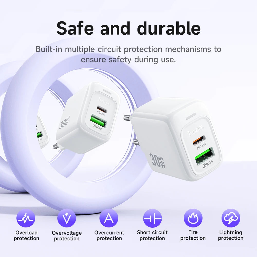 HOCO CS55A Dual Port PD 30W + QC 3.0 Wall Charger