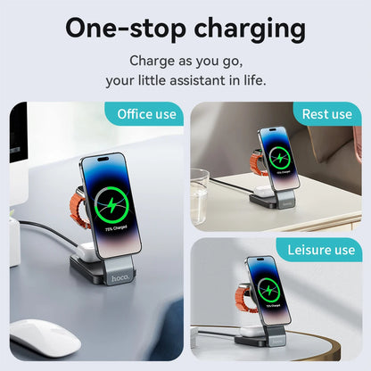 HOCO CQ3 3-in-1 Foldable Magnetic Wireless Charging Stand