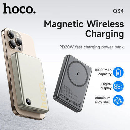 HOCO Q34 10000mAh Magnetic Wireless Power Bank with LED Display