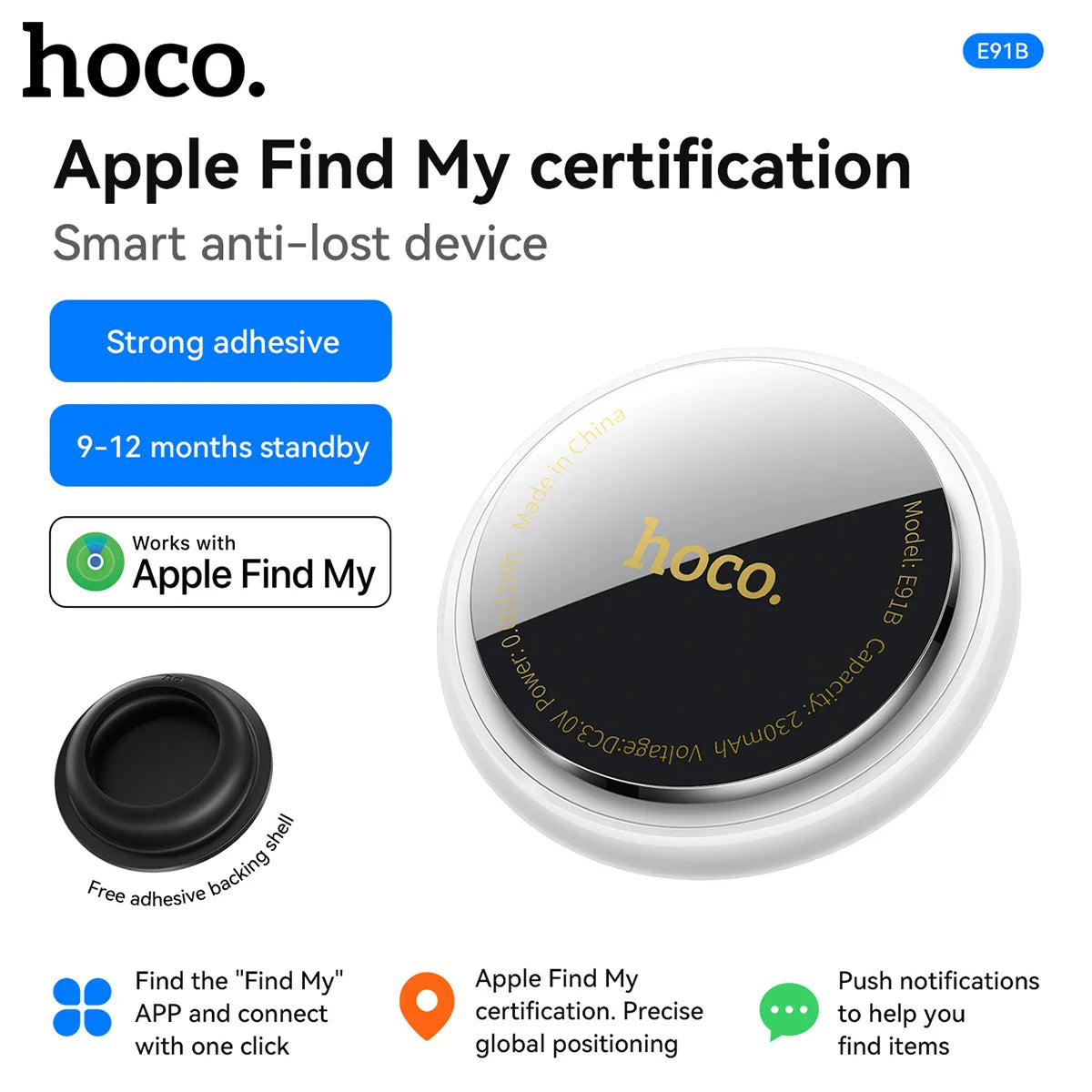 HOCO E91B Adhesive Smart Tracker Compatible with Apple Find My