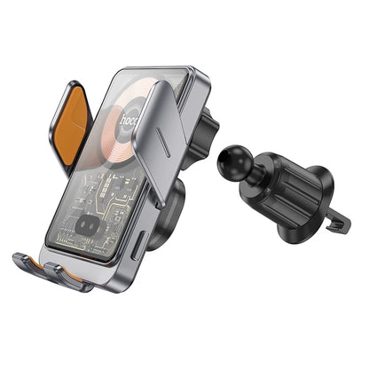 Phone holder with air vent mount on a white background