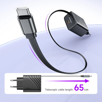 HOCO N58 30W GaN USB-C Charger with Retractable Cable