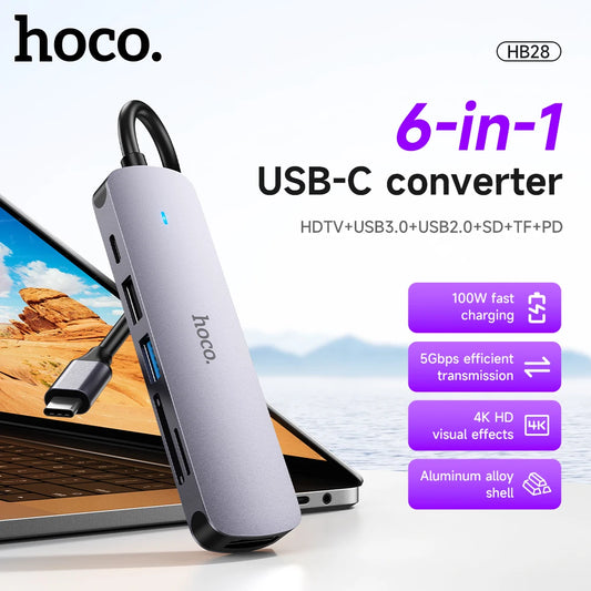HOCO HB28 6-in-1 USB-C Multifunction Docking Hub