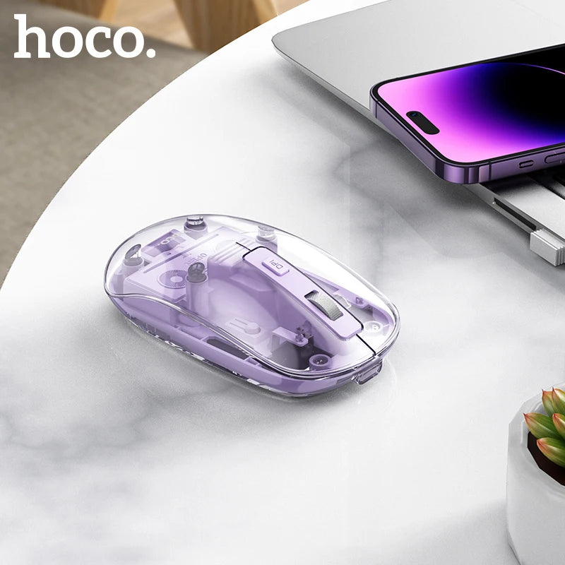 HOCO GM29 Transparent Dual-Mode Wireless Mouse – 1600 DPI Silent