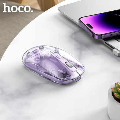 HOCO GM29 Transparent Dual-Mode Wireless Mouse – 1600 DPI Silent