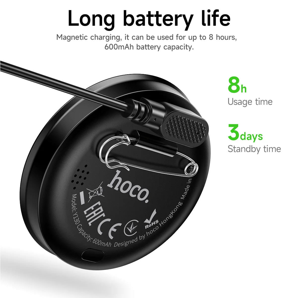 HOCO Y130 Electronic Display Badge with 1.85” HD Touch Screen