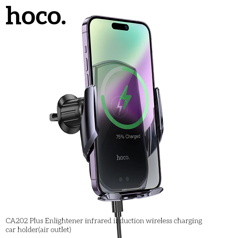 HOCO CA202 Wireless Car Charger Mount – Auto-Clamp Air Vent Holder