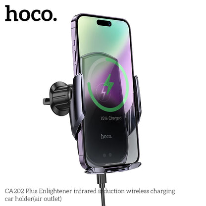 HOCO CA202 Wireless Car Charger Mount – Auto-Clamp Air Vent Holder