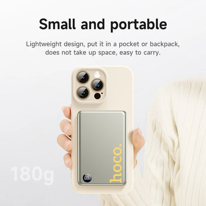 HOCO Q34 10000mAh Magnetic Wireless Power Bank with LED Display