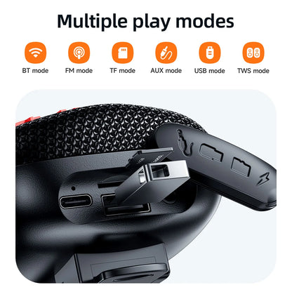 Close-up of a black electronic device with multiple mode indicators on a white background