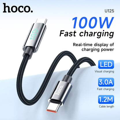 HOCO U125 100W USB-C to USB-C Cable with LED Display