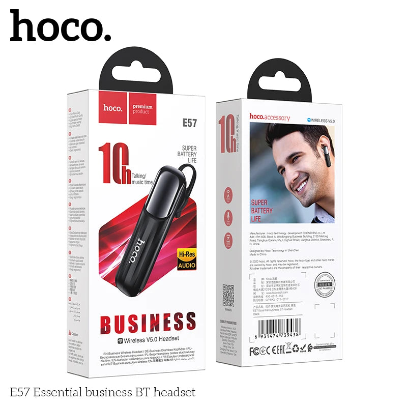 hoco E57 Essential business BT headset packaging on a white background