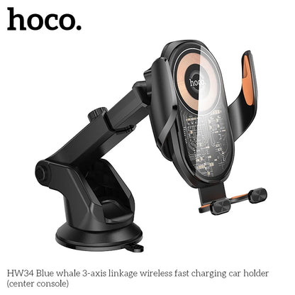 HOCO HW34 Automatic Wireless Car Charger Mount 15W