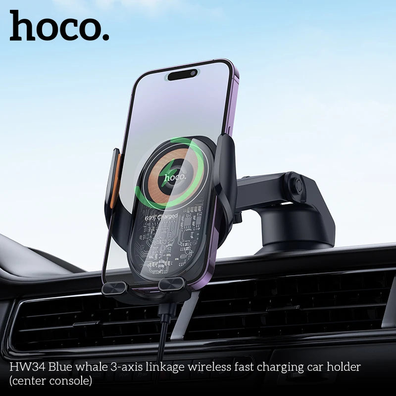 HOCO HW34 Automatic Wireless Car Charger Mount 15W