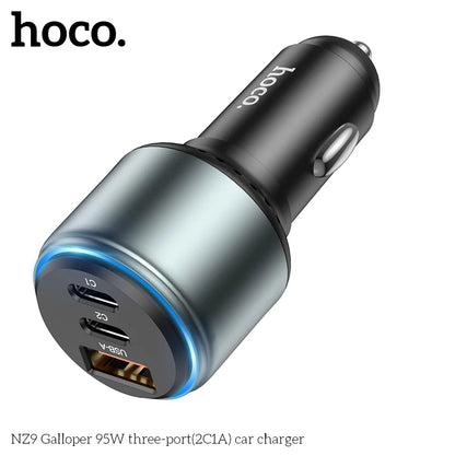 HOCO NZ9 95W Fast Car Charger with Triple Ports (2×USB-C + USB-A)