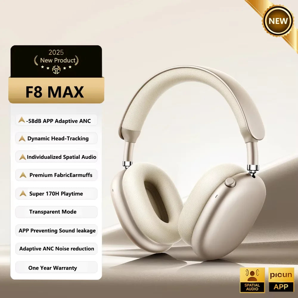 Picun F8 Pro ANC Bluetooth Headphones with 3D Spatial Audio