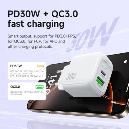 HOCO CS55A Dual Port PD 30W + QC 3.0 Wall Charger
