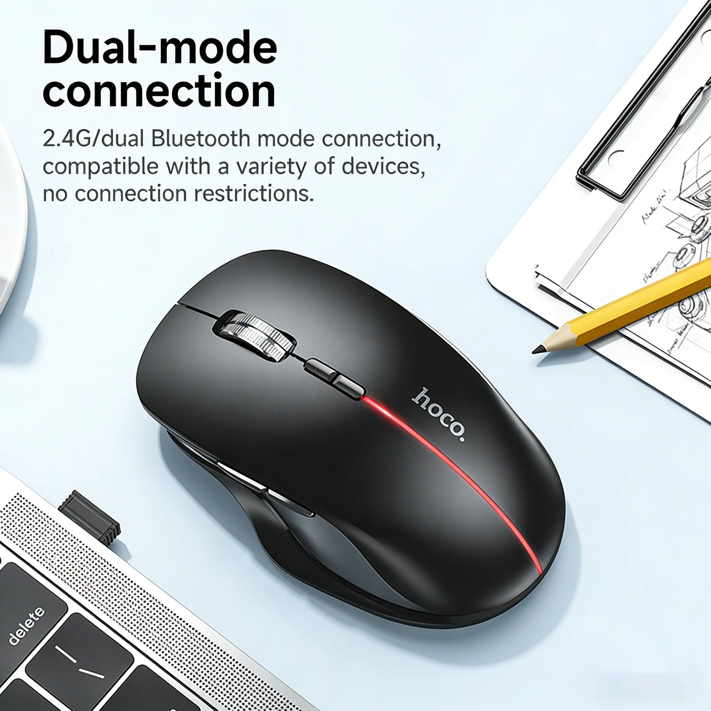 HOCO GM40 DualMode Rechargeable Wireless Mouse
