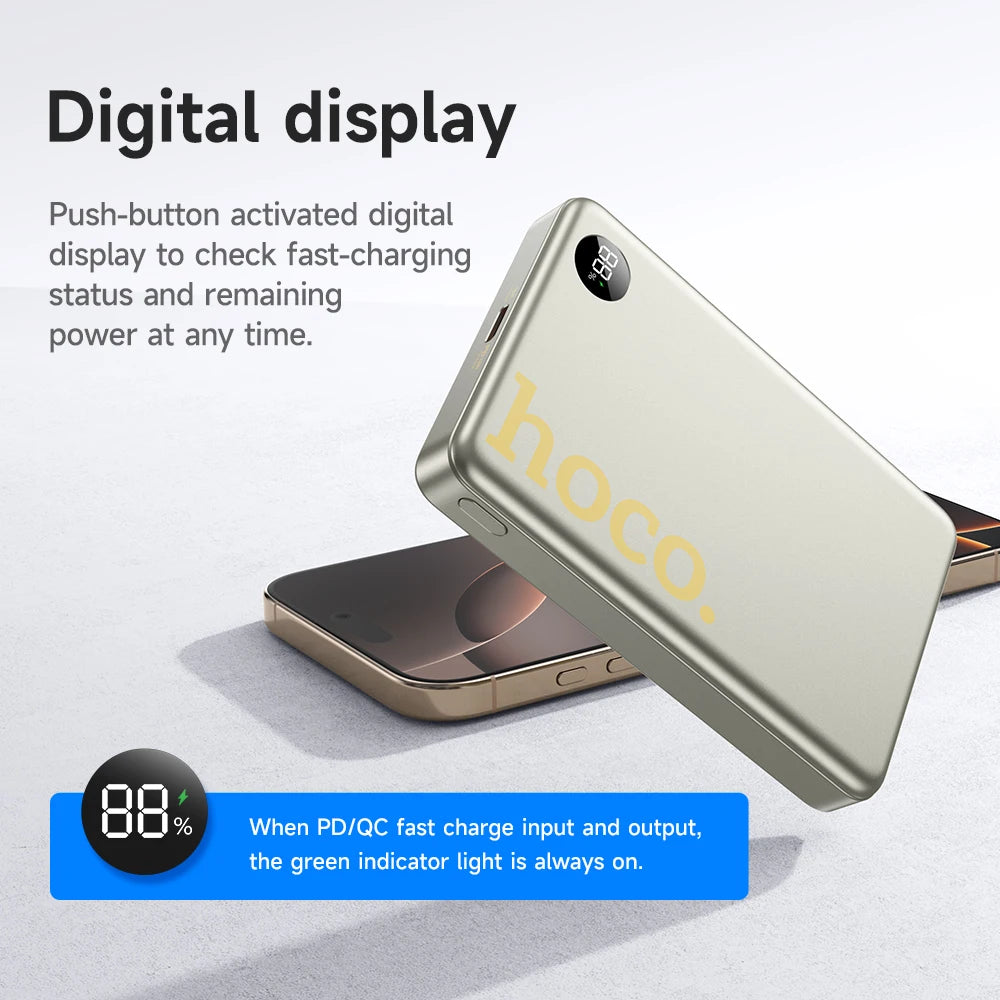 HOCO Q34 10000mAh Magnetic Wireless Power Bank with LED Display