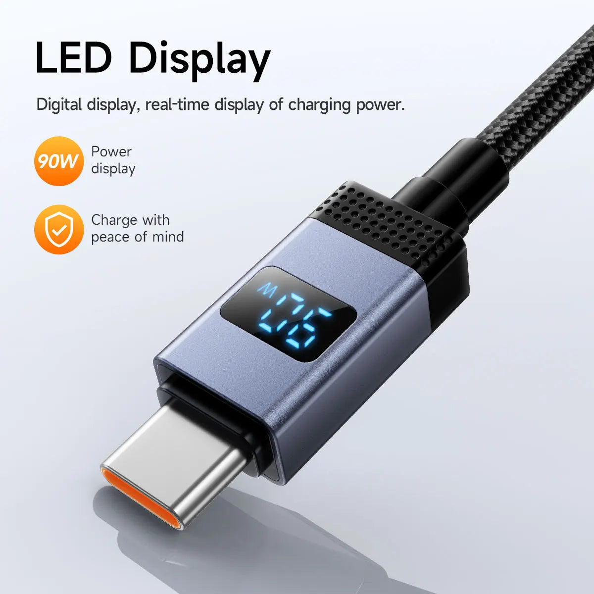 HOCO X118 USB-C to USB-C 100W Charging Cable with Digital Display