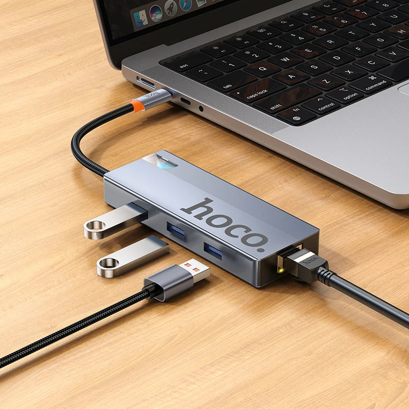 Hoco HB51 5-in-1 USB-C Hub (HDMI 4K, RJ45, USB 3.0, PD100W)