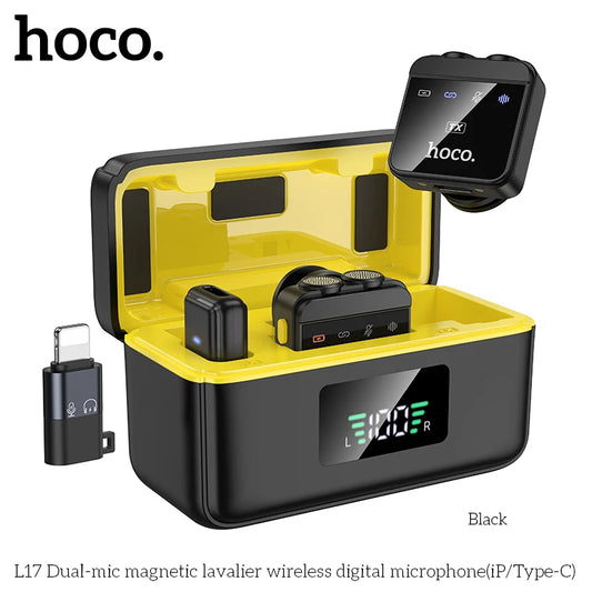 HOCO L17 Dual-Mic Magnetic Wireless Lavalier Microphone