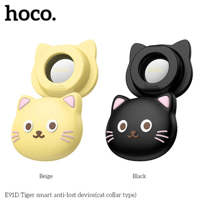 Two E91D Tiger smart anti-lost devices, one beige and one black, with 'hoco.' branding.