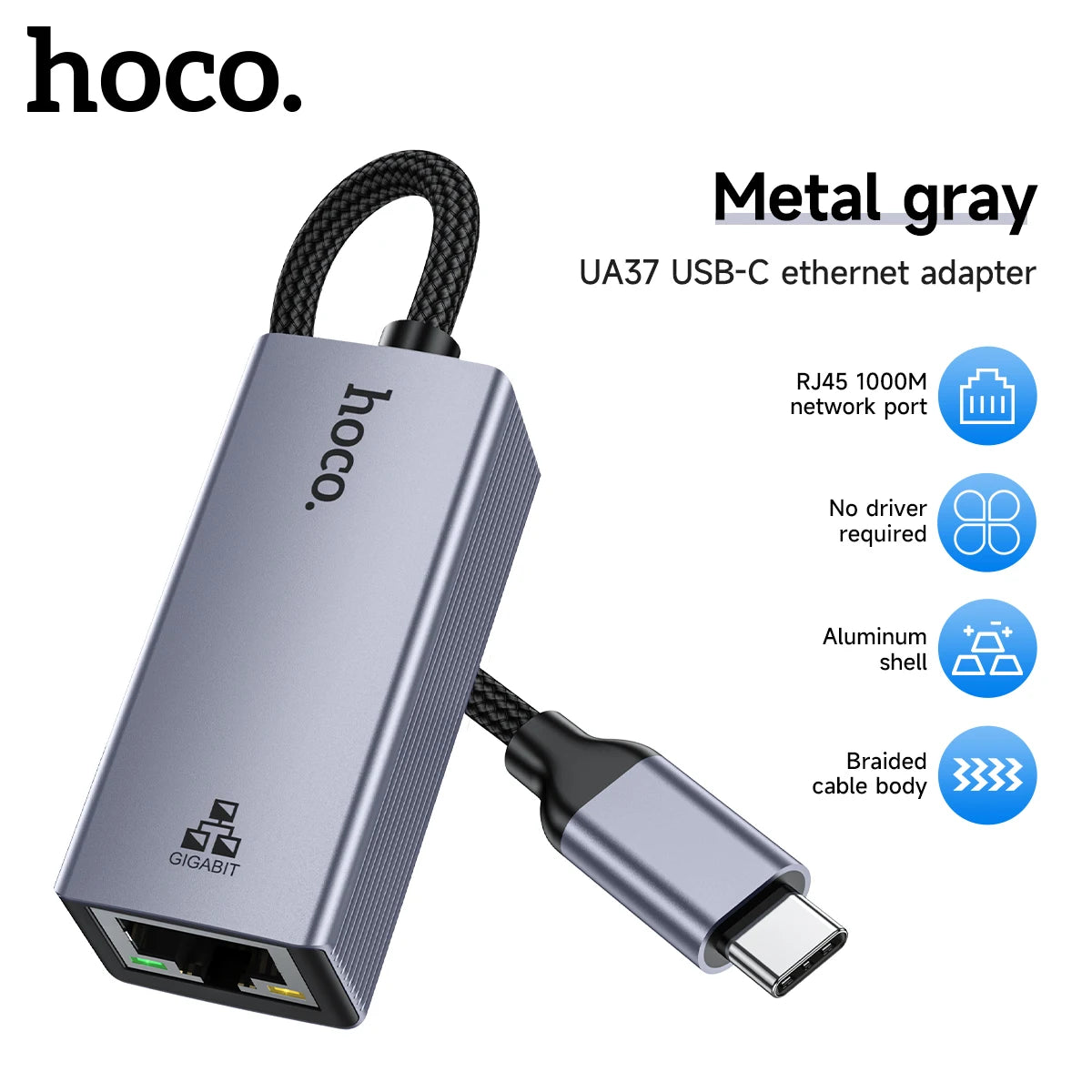 HOCO UA37 USB-C to Gigabit Ethernet Adapter