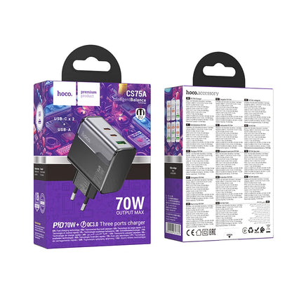 HOCO CS75A 70W GaN Charger with 2 USB-C and USB-A