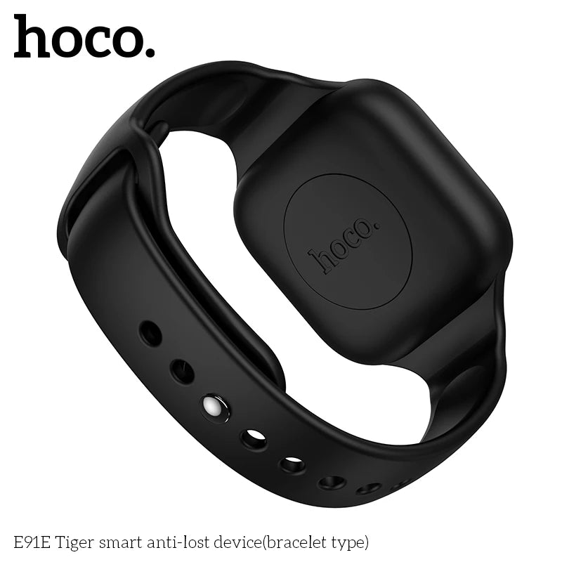 Black smart anti-lost device with 'hoco.' branding on a white background