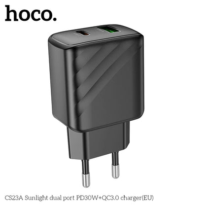 HOCO CS23A 30W GaN Dual Port Charger USB-C + USB-A