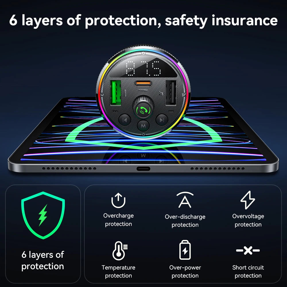 Smart phone charger with protective features on a dark background