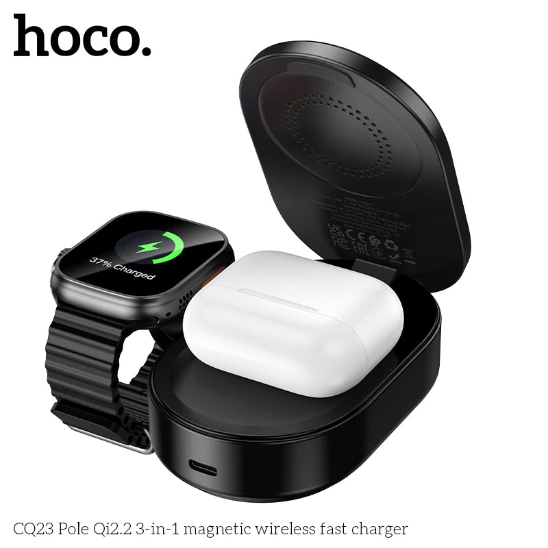 HOCO CQ23 Qi2 3-in-1 Magnetic Wireless Charger
