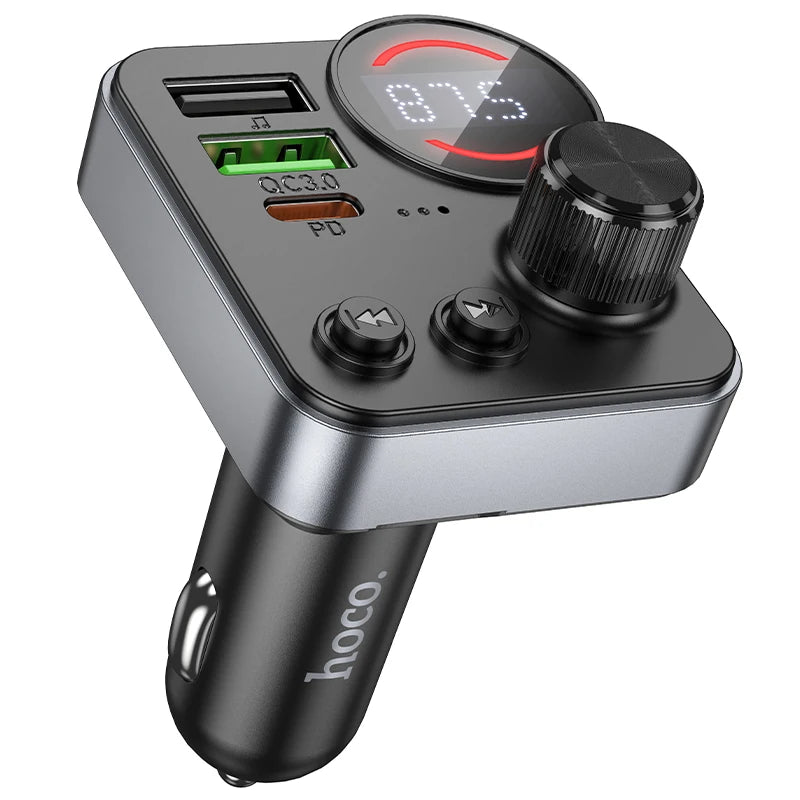 Car multimedia player with digital display and control buttons on a white background
