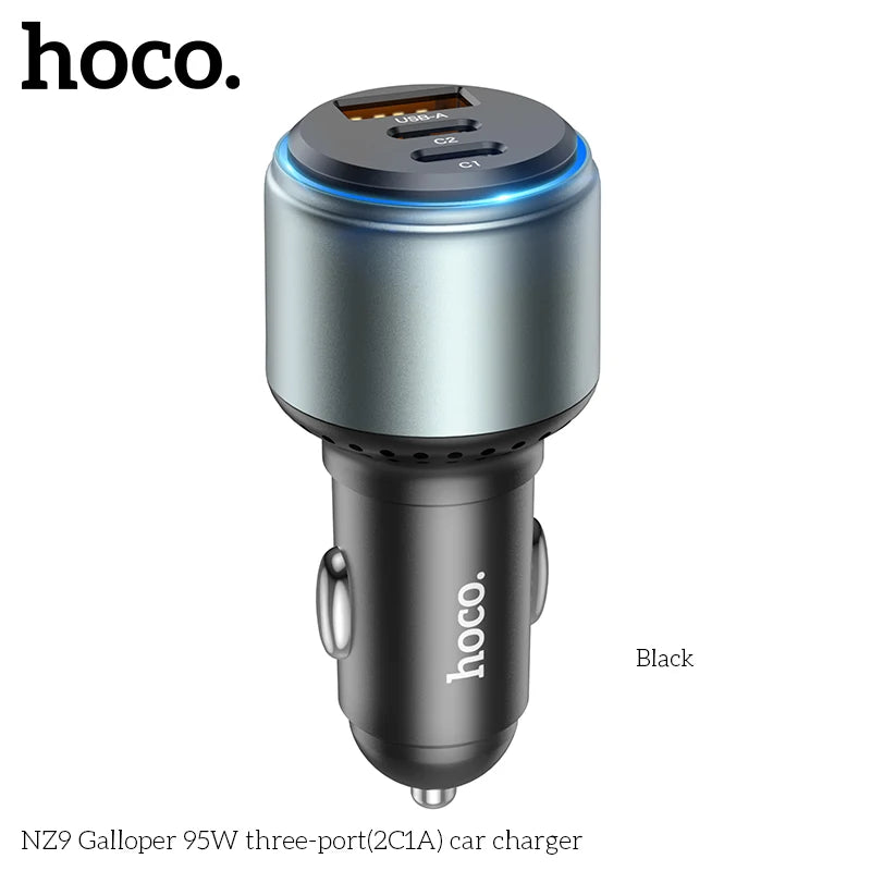 HOCO NZ9 95W Fast Car Charger with Triple Ports (2×USB-C + USB-A)