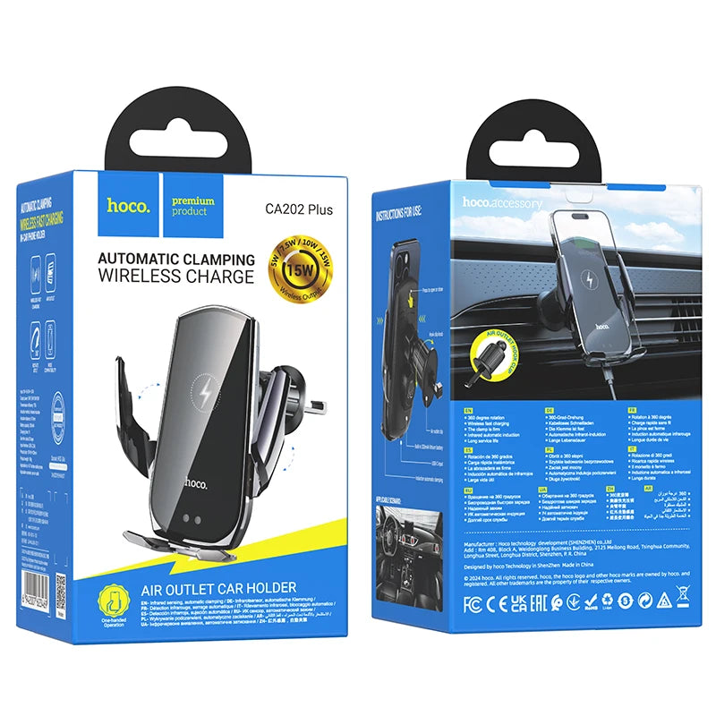 HOCO CA202 Plus 15W Smart Wireless Car Holder