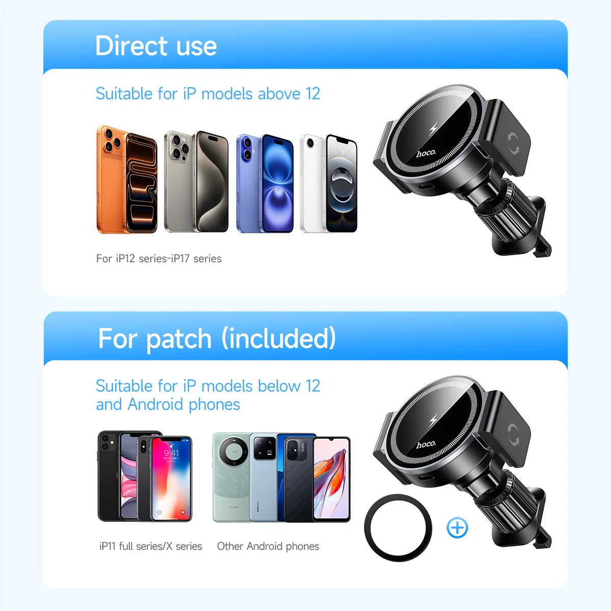 HOCO HW35 Magnetic Wireless Car Charger Mount 15W