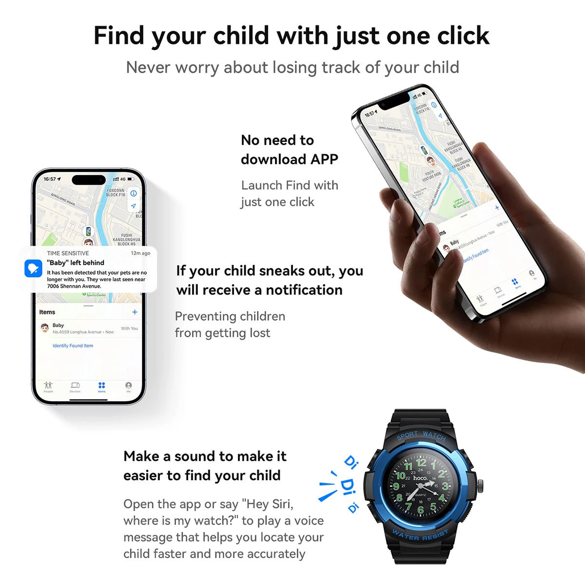 HOCO E112 Kids Smartwatch with Apple Find My