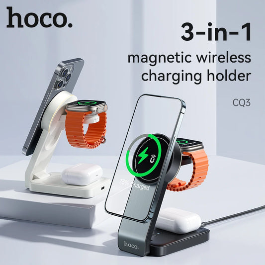 HOCO CQ3 3-in-1 Foldable Magnetic Wireless Charging Stand