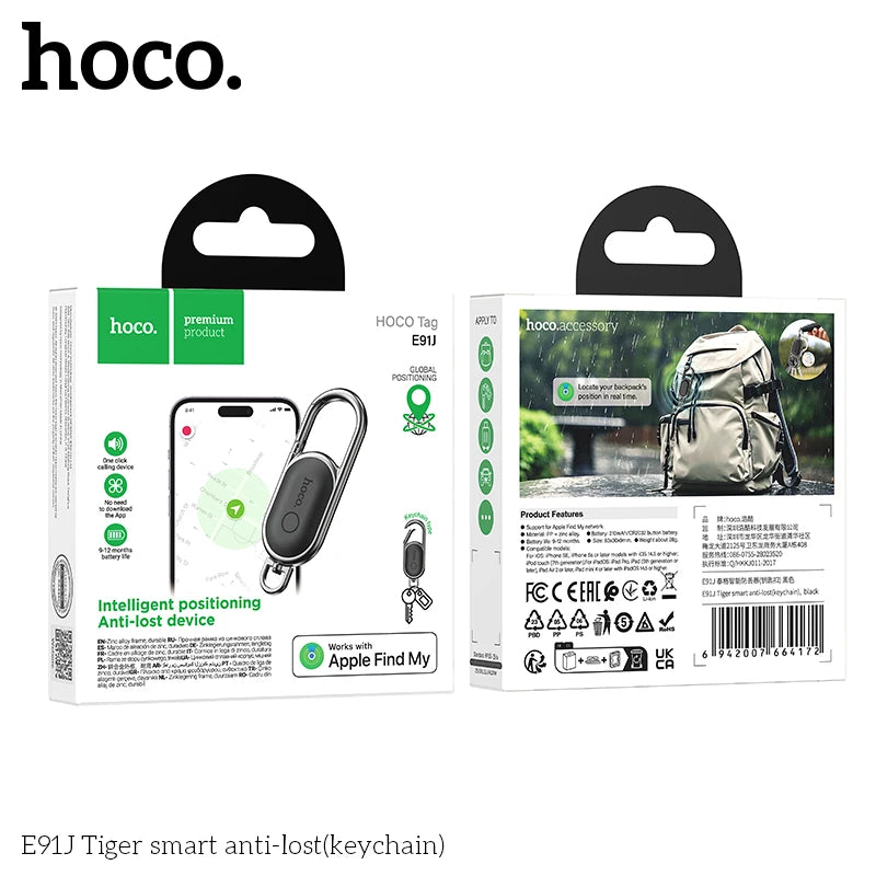 Hoco smart anti-lost keychain packaging on a white background