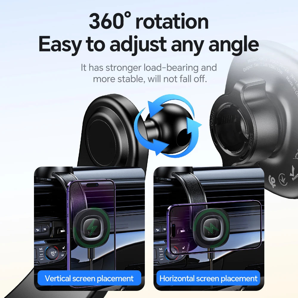 HOCO HW31 Magnetic Wireless Car Charger Mount 15W