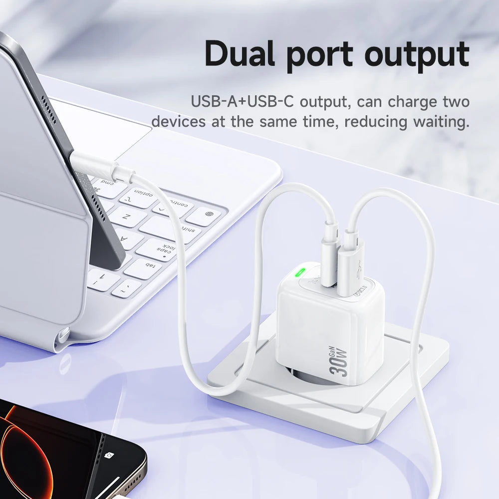 HOCO CS55A Dual Port PD 30W + QC 3.0 Wall Charger